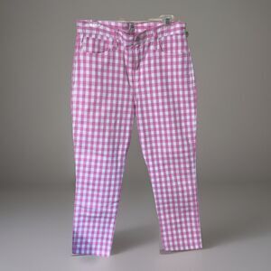 J.Crew Women's Pink White Retro Gingham Jeans Vintage Straight Size 31